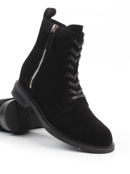 04-M3-1493 BLACK Ботинки зимние женские (натуральная замша, натуральный мех)