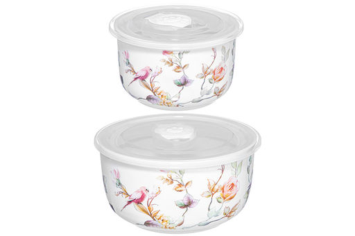Набор 2 салатников 500 мл 13,5*13,5*7 см + 300 мл 10,5*10,5*6,5 см Певчие птички с крышк. NEW BONE - Elan gallery фото 9