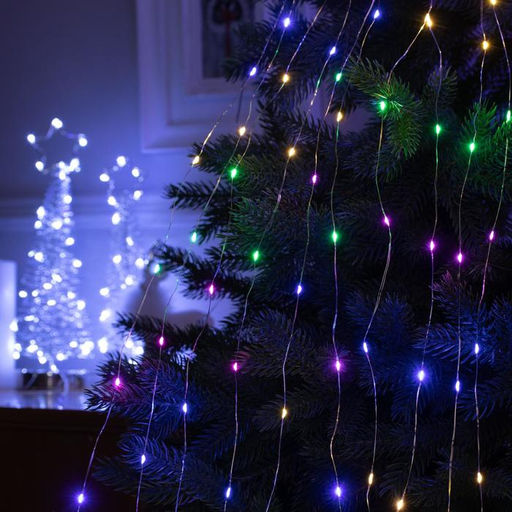 Гирлянда Конский хвост 10 нитей по 1 м, IP20, серебристая нить, 100 LED, свечение мульти (RGB), переливы, 12 В - Luazon lighting фото 2