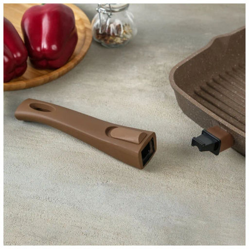 Сковорода-гриль квадр.24*24 АП Гранит brown со съемной ручкой и стекл. крышкой арт.С064806 /Мечта/  фото 13