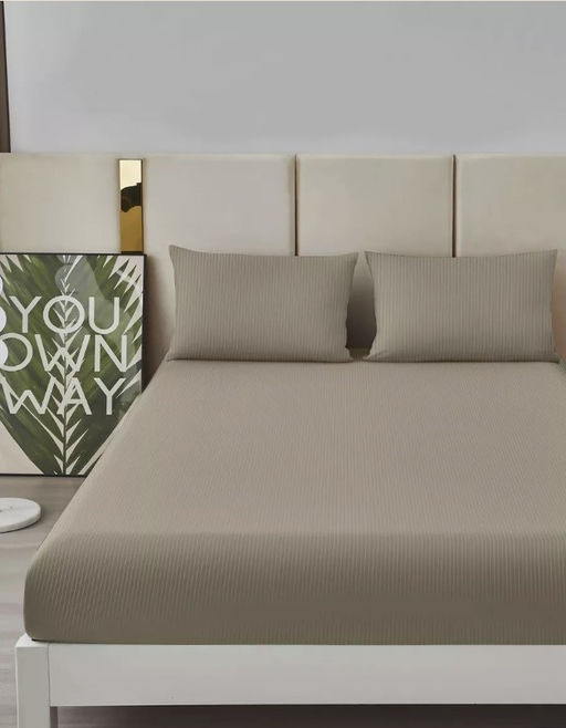 Простыня Страйп на резинке Мерцана MERCS007 (Тёмно-серый) 140x200