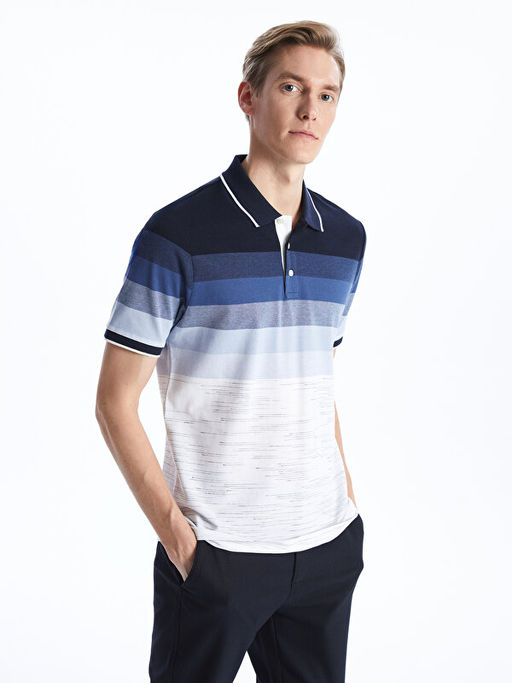 Polo Yaka K?sa Kollu ?izgili Erkek Ti??rt