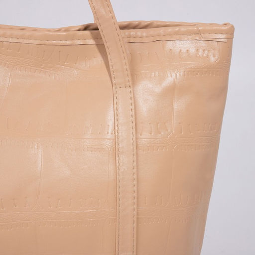 Сумка-шопер женская на молнии, размер 40×14×19 см, однотонная, бежевая