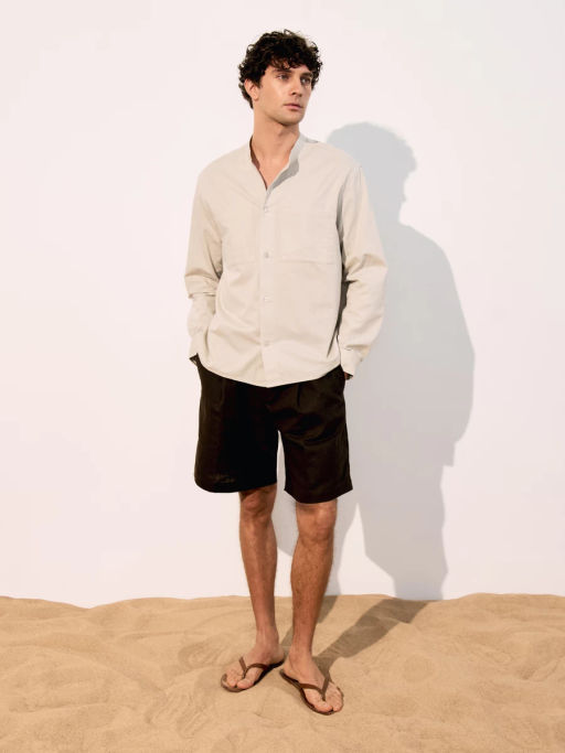 Рубашка с воротником-стойкой из льна ZR2605043011-61 / Zarina