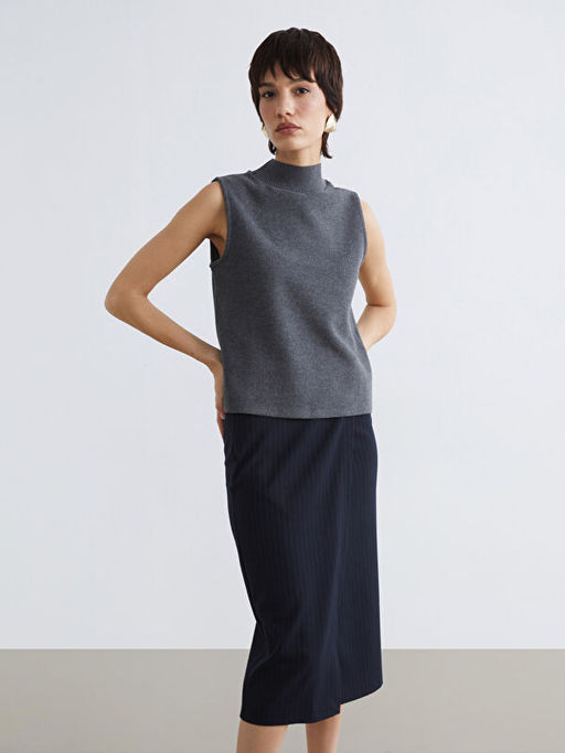 Yar?m Bal?k?? Yaka Fitilli Kad?n Triko S?veter