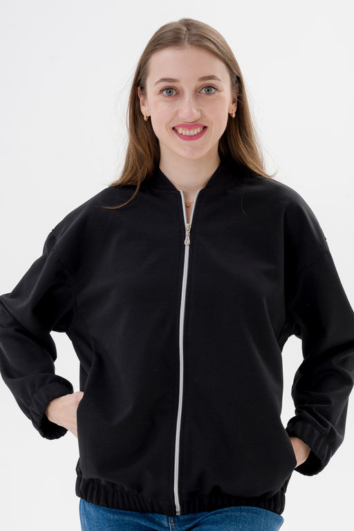 Бомбер из коттон фита чёрный макси - Амадэль фото 5