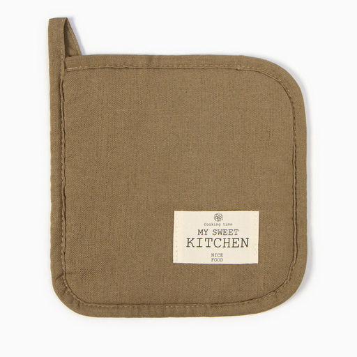 Цена за 2 шт. Прихватка «Этель» ECO, оливковая, 19×19 см, 70% хлопок, 30% лён, ватин 250 г/м²