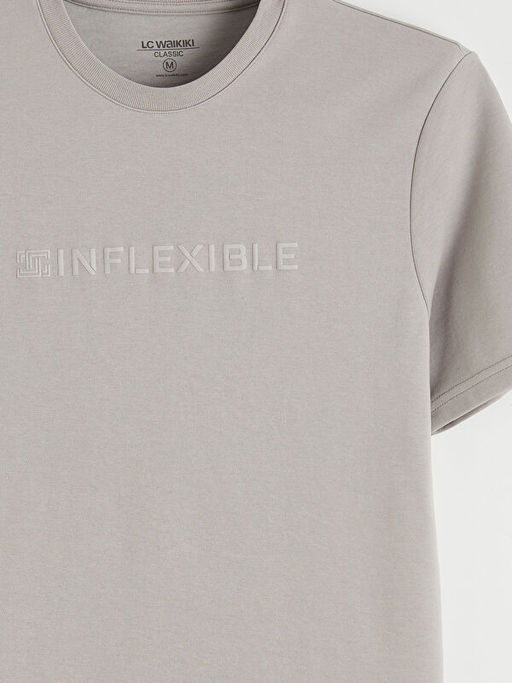 Bisiklet Yaka Bask?l? Penye Erkek Ti??rt