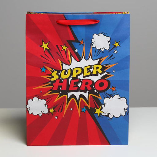 Пакет крафтовый вертикальный Супер герой, L 31 х 40 х 11,5 см - Дарите счастье фото 2