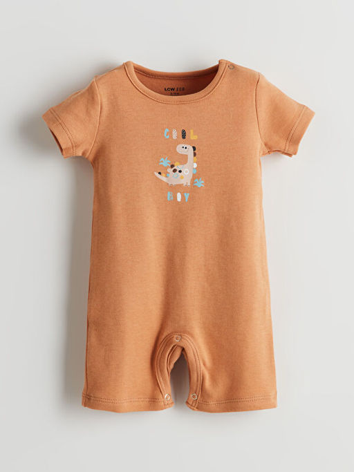 Bisiklet Yaka Bask?l? Erkek Bebek Tulum