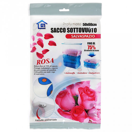 Вакуумный компрессионный пакет для хранения вещей 50х60см "Роза" с рисунком - микс, -75% плотный (Китай)