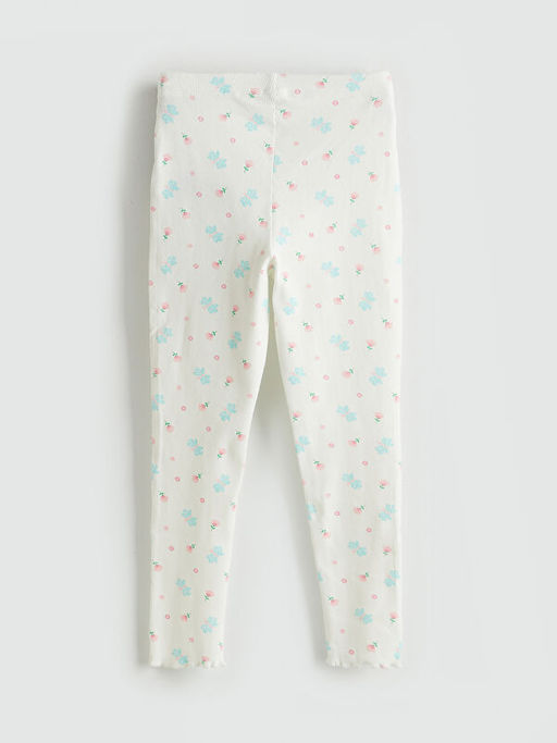 Beli Lastikli ?i?ek Desenli K?z ?ocuk Tayt