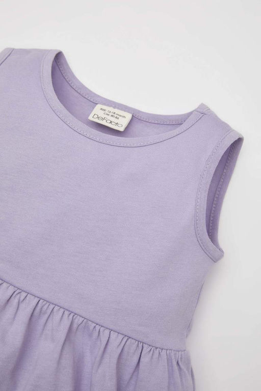 Платье из двух частей без рукавов с рисунком для маленьких девочек - Defacto фото 3