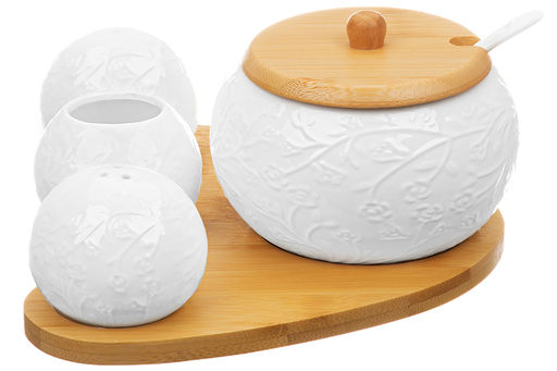 Набор 4 пр.-20*17*9 см Веточки-цветочки Сахарница+Вазочка под зуб.и набор для спец.2 пр.на бам.под - Elan gallery фото 5