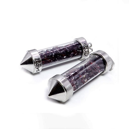 Кулон бутылочка желаний 5cm в форме кристалла с камнями Гранат ЛЮБОВЬ И СТРАСТЬ