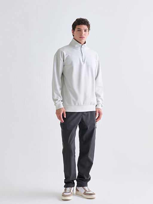 Fermuarl? Dik Yaka Erkek Sweatshirt