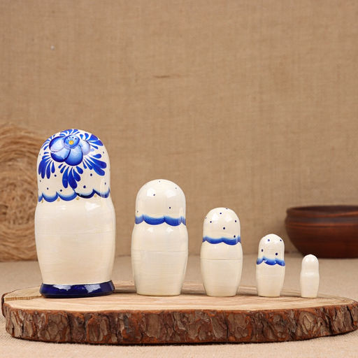 Матрёшка деревянная «Оля», белое платье, 5-кукольная, 16 см