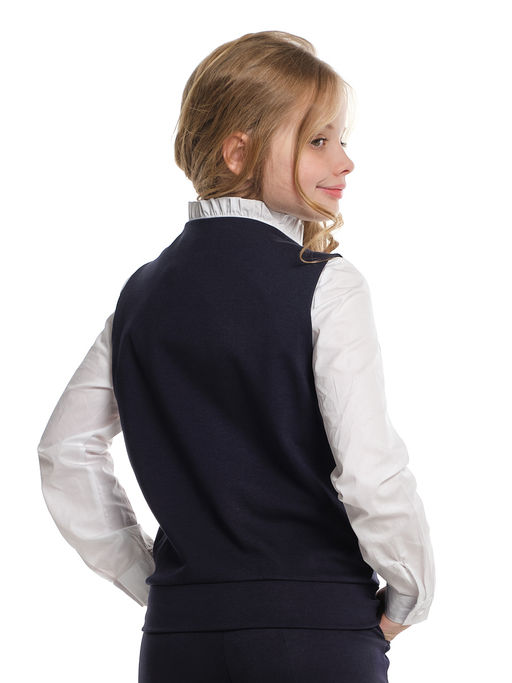 Жилетка Джемпер для девочки в школу синяя форма 22-6725 синий - Mini maxi фото 2