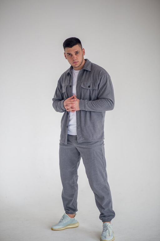 флис вельвет, Костюм с рубашкой, серый - Knitka wear фото 3