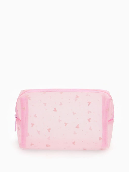 Косметичка дор Сердца, сетка 18*7,5*10, отд на молнии, розовый
