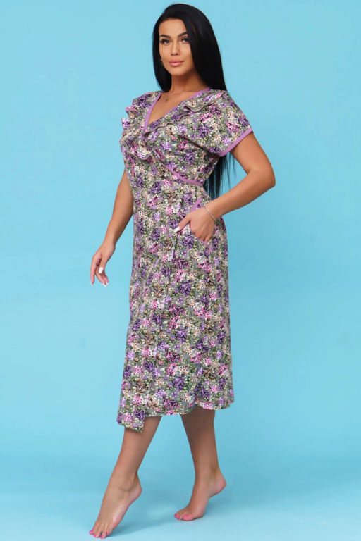 Халат женский, цвет фиолетовый зеленый