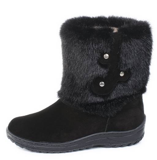 Унты женские на литой подошве. Черные. Мех норка черная. Короткие. - Roshva фото 2