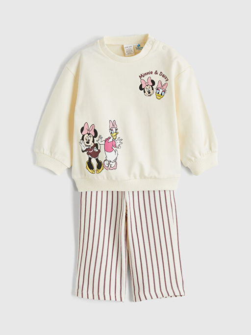 Minnie Mouse Bask?l? K?z Bebek Sweatshirt ve Pantolon
