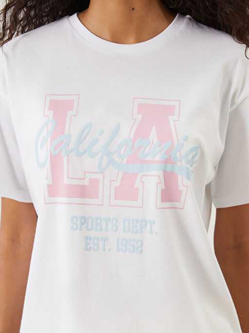 Bisiklet Yaka California Bask?l? Kad?n Spor Ti??rt