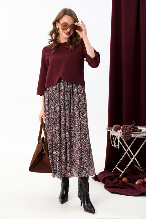 Платье NIKVA н740-14 винная абстракция  фото 2