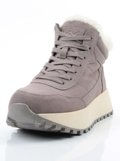 04-PAML08-3Z GRAY Ботинки зимние женские (натуральная замша, 100% шерсть, натуральный мех)