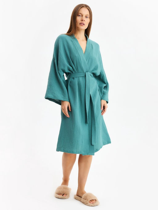 Халат домашний женский KAFTAN Basic, размер 52-54, зелёный