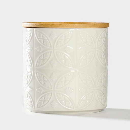 Банка для хранения сыпучих продуктов BellaTenero, 660 мл, d=10.5 см, с бамбуковой крышкой, фарфор, белая  фото 7