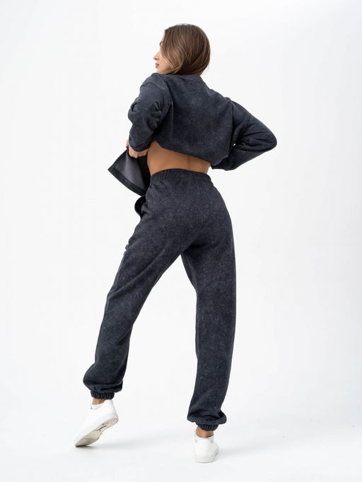 эффект варенки! Брюки джоггеры из футера 3-х нитки с петлей,графитовый - Binita фото 10