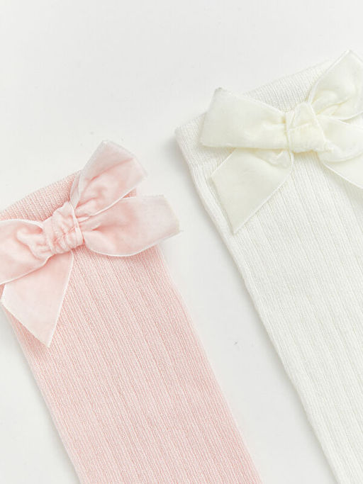 Fiyonklu K?z ?ocuk Diz Alt? ?orap 2li