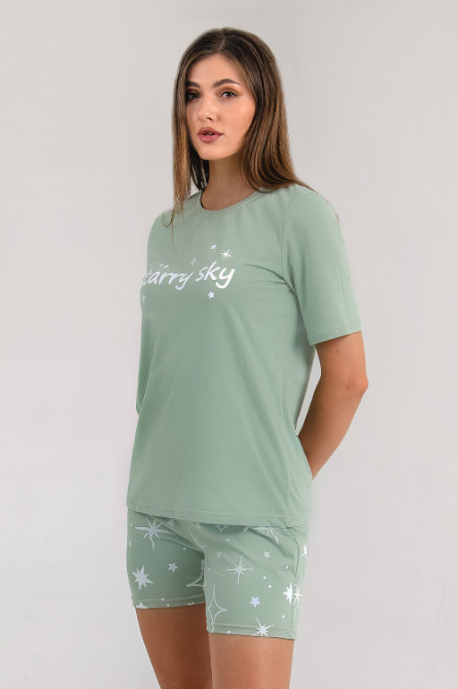 Арт. 9175 Пижама с шортами 42-50 (5шт) Цвет:полынь - Калинка фото 3