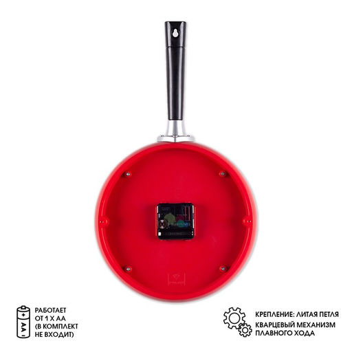 Часы настенные интерьерные «Сковорода», для кухни, бесшумные, плавный ход, 25×43 см, чёрные, от батарейки 1×АА