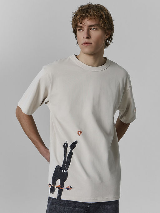 Футболка прямая мужская серая с принтом на спине - Mark formelle фото 3