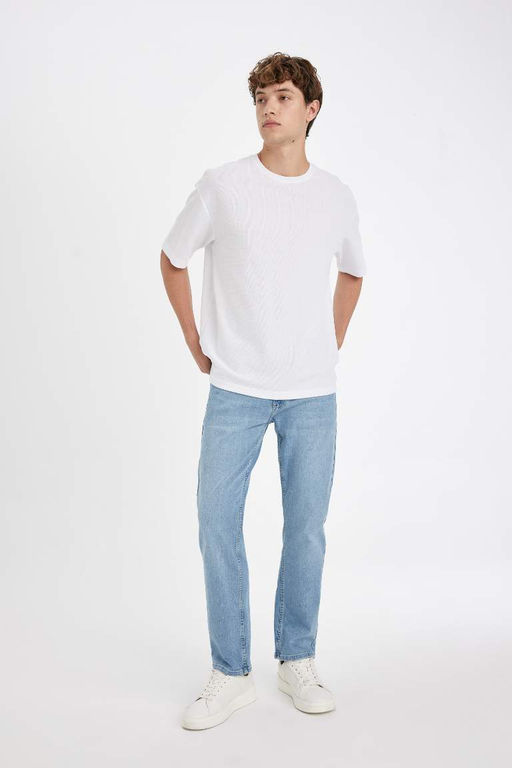 Джинсовые брюки Sergio Regular Fit Normal Mold с нормальной талией и зауженными штанинами - Defacto фото 2