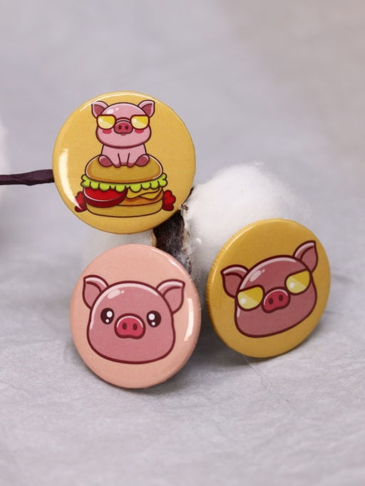 Набор значков 3 шт. iLikeGift Cool pig with glasses