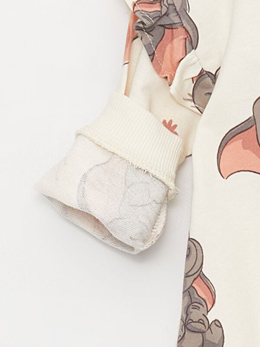 Bisiklet Yaka Bask?l? K?z Bebek Sweatshirt ve Pantolon 2li Tak?m