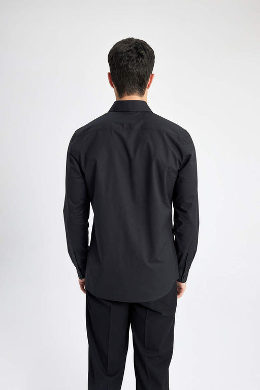 Рубашка Slim Fit с итальянским воротником и длинными рукавами без глажки - Defacto фото 7