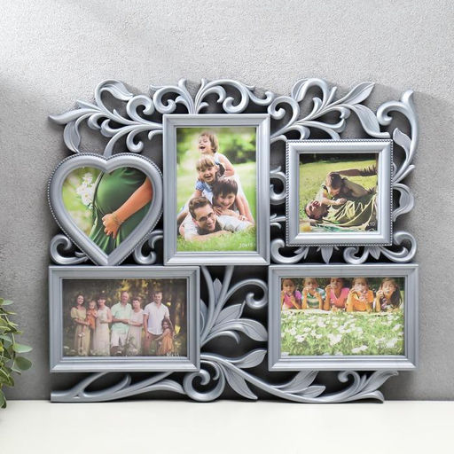 Фоторамка - коллаж на 5 фото С сердцем, венге, (пластиковый экран)