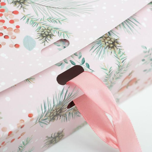 Цена за 5 шт. Складная коробка подарочная Новогодняя ботаника, 20 х 18 х 5 см, БЕЗ ЛЕНТЫ - Дарите счастье фото 3