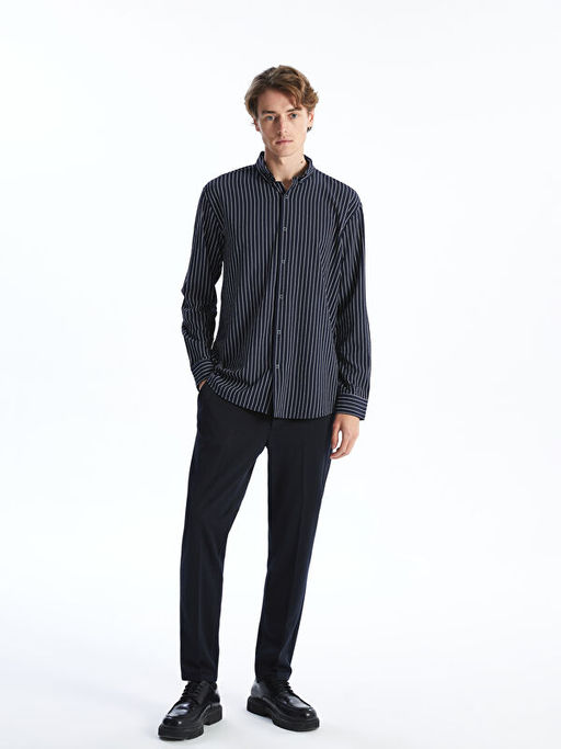 Regular Fit Uzun Kollu ?izgili Erkek G?mlek