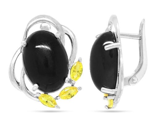 Серьги, агат , цитрин, СПН4047