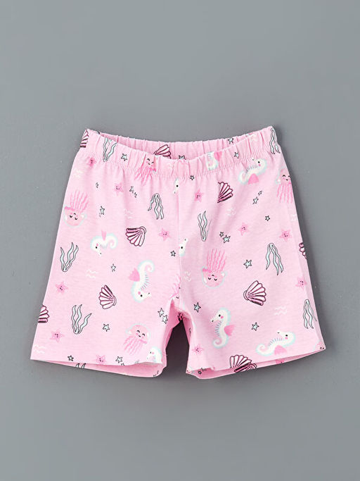 Bask?l? K?z ?ocuk ?ortlu Pijama Tak?m?