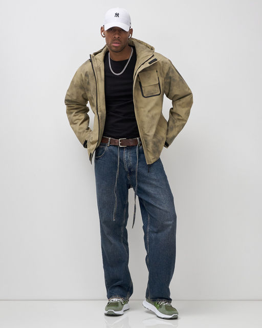 Куртка спортивная мужская весна осень бежевого цвета 25473B