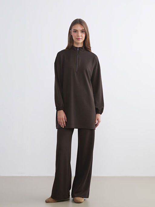 Dik Yaka Oversize Kad?n Sweatshirt Tunik