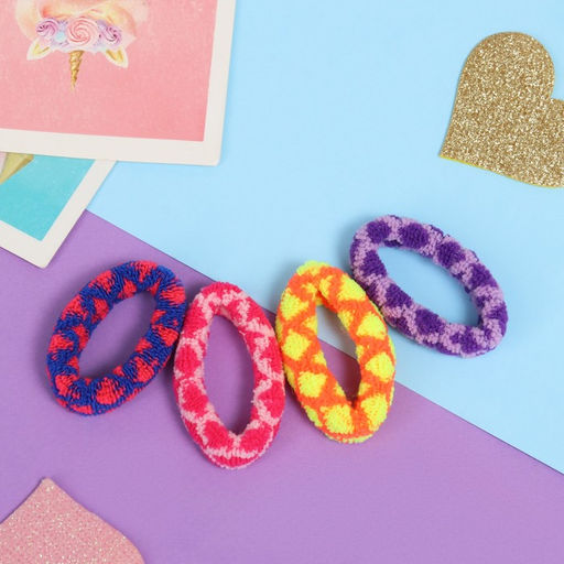 Цена за 7 шт. Резинки для волос «Махрушка», набор 4 шт., яркая сеточка, 3.5 см