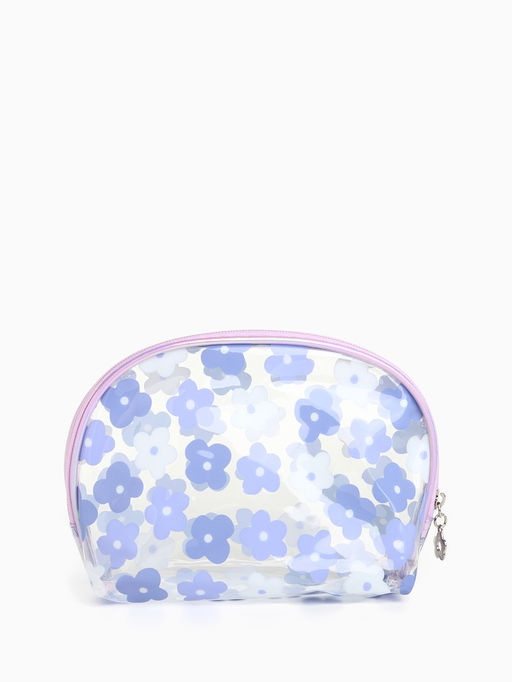 Набор простых косметичек на молниях 2 в 1, с принтами, сиреневый